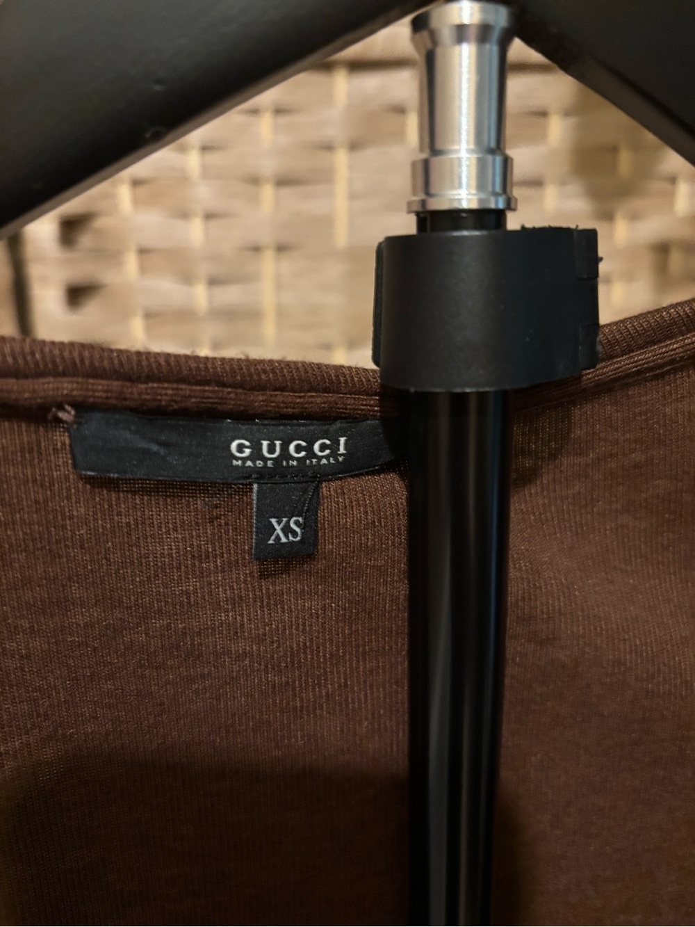 Vintage Gucci Brown Knot-Front Short Sleeve Top - Picture 5 of 6